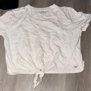Hollister White Tie-Front Crop Top